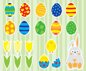 Easter decoration cartoon elements set