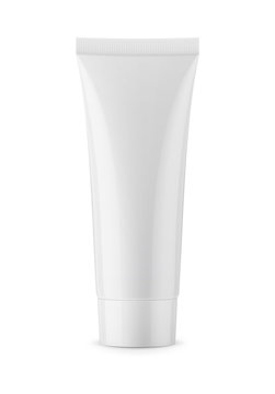 White glossy plastic tube for cosmetics