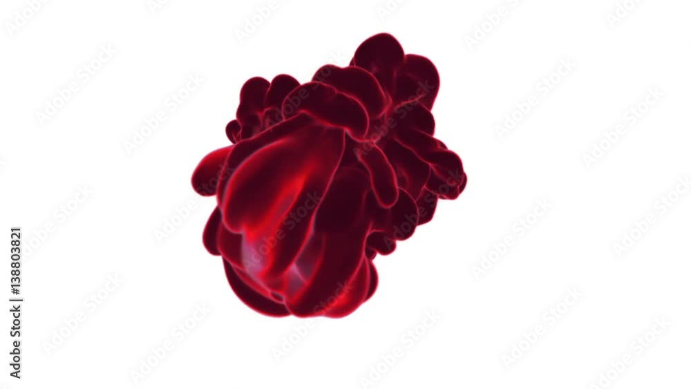 Poster volume effects dissolve red ink in water or massive fume in air. vfx for compositing with alpha mask