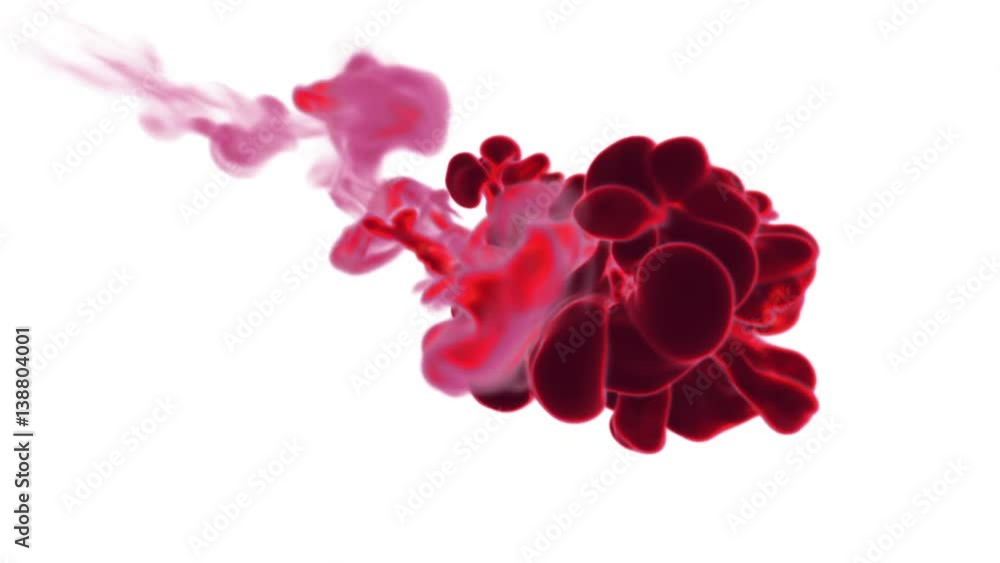 Poster volume effects dissolve red ink in water or massive fume in air. vfx for compositing with alpha mask
