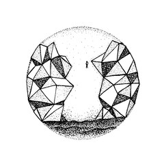 Obraz premium Dotwork Polygonal Rock Mountain