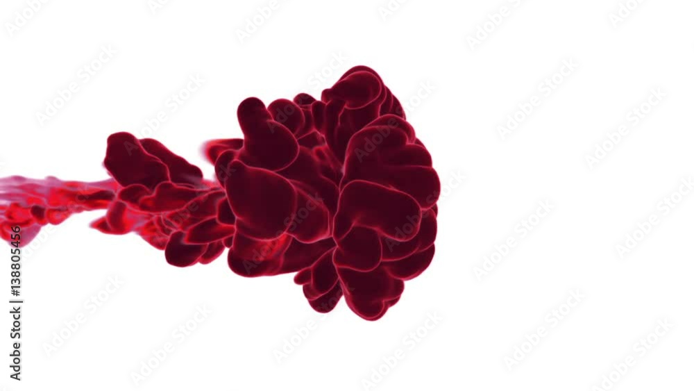 Poster red ink reacting in water creating abstract clouds. can be used as transitions, art backgrounds or o