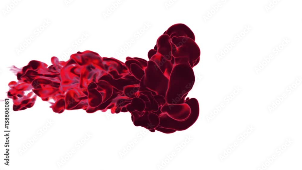 Poster red ink reacting in water creating abstract clouds. can be used as transitions, art backgrounds or o