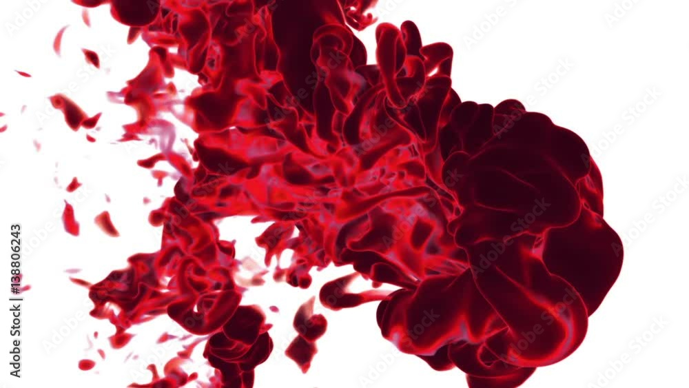 Poster red ink reacting in water creating abstract clouds. can be used as transitions, art backgrounds or o