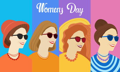 Obraz premium 8 March International Women Day Greeting Card Flat Vector Illustration