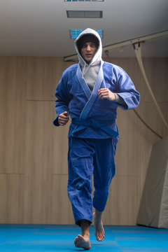 Sportsman warms up out before a sports training