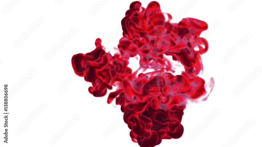 Poster red ink reacting in water creating abstract clouds. can be used as transitions, art backgrounds or o