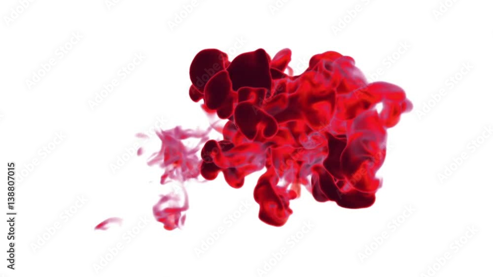 Poster red ink reacting in water creating abstract clouds. can be used as transitions, art backgrounds or o