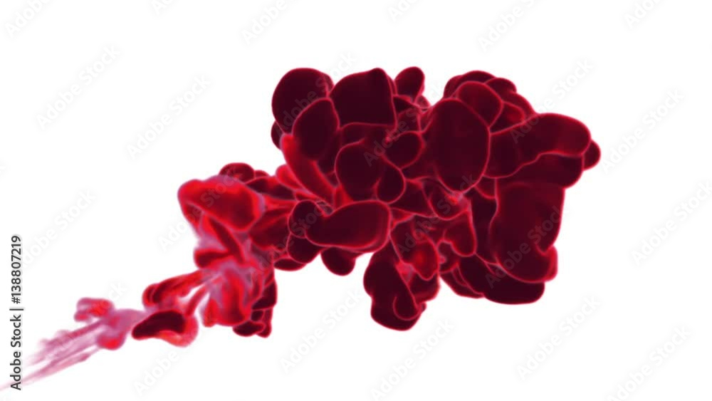 Poster red ink reacting in water creating abstract clouds. can be used as transitions, art backgrounds or o