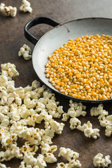 Popcorn and corn seeds.