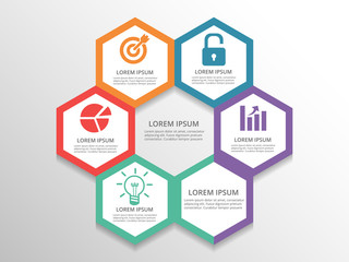 Infographic report template with lines and icons and options