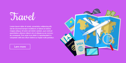 Travel Conceptual Flat Style Vector Web Banner 