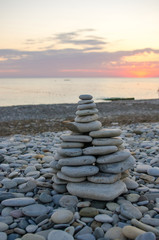 stack of zen stones on beach