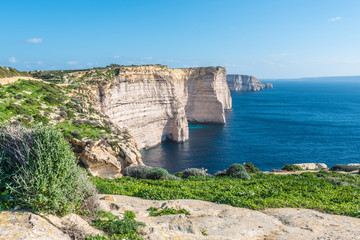 Sannap cliffs on the eastern coast of Gozo, Malta - 138809689