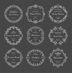 Collection of hand drawn wreaths. Cute template design elements. Vector illustration.