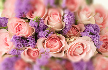 Beautiful flowers made with color filters in soft color and blur style for background, copy space for Woman Day