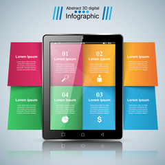 3D infographic. Tablet icon.