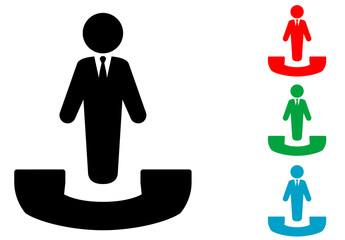 Icono plano telefono hombre de negocios varios colores