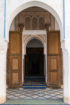 Arched entrance to the Bahia palace in Marrakech