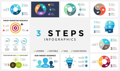 Vector circle arrows infographic, cycle diagram, graph, presentation chart. Business concept with 3 options, parts, steps, processes.