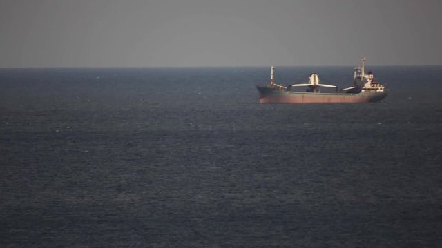 Large Cargo Ship Drifting at sea