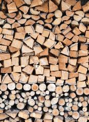 close up on Firewood texture or background, wood ready for winter