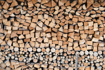 close up on Firewood texture or background, wood ready for winter