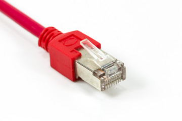 red patch cable with RJ45 connector