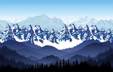 seamless mountains forest background