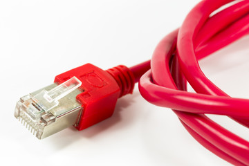 red patch cable with RJ45 connector