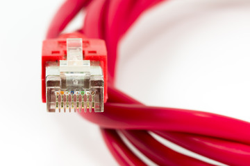 red patch cable with RJ45 connector