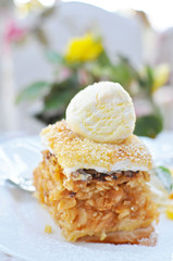 Apple pie with ice cream.