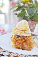 Apple pie with ice cream.