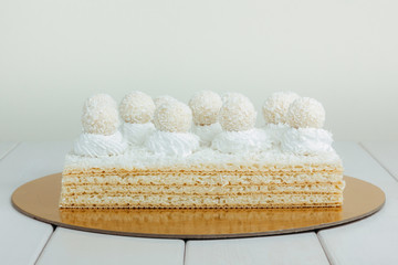 Cake on a white wooden table