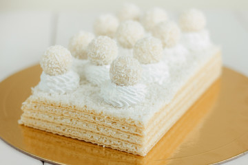 Cake on a white wooden table
