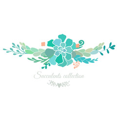 Vector floral composition with succulents for wedding designs. 