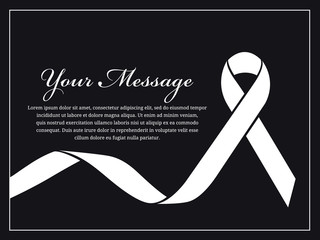 Funeral card - White ribbon and place for text vector design