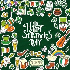 Saint Patrick's Day traditional symbols collection.