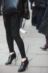 Street fashion shoes during London Fashion Week.