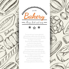 Vertical background with various bakery products