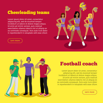 Cheerleading Teams and Football Coach Web Banners