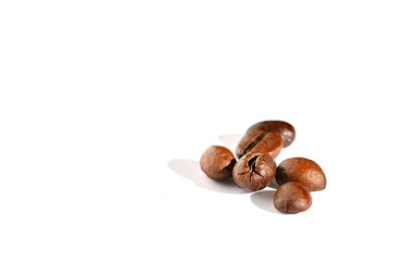 Coffee beans on white background.