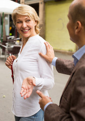 Fototapeta premium woman asked on street