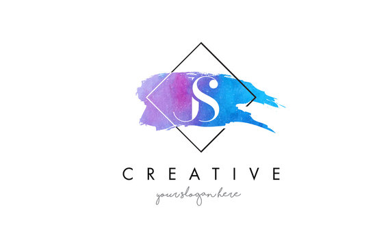 JS Artistic Watercolor Letter Brush Logo.