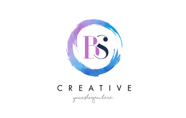 Fototapeta premium BS Letter Logo Circular Purple Splash Brush Concept.