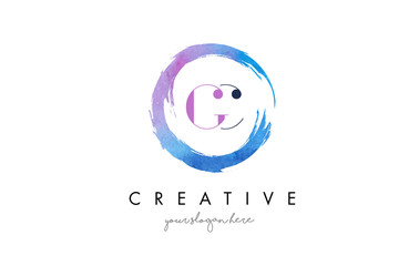 GC Letter Logo Circular Purple Splash Brush Concept.