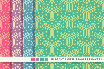 Seamless pastel background set triangle round dot cross line