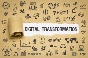 Digital Transformation / Papier mit Symbole