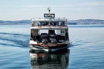 The ferry across the lake to