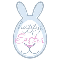 Easter Bunny. Vector Greeting Card with rabbit cute nose and smile